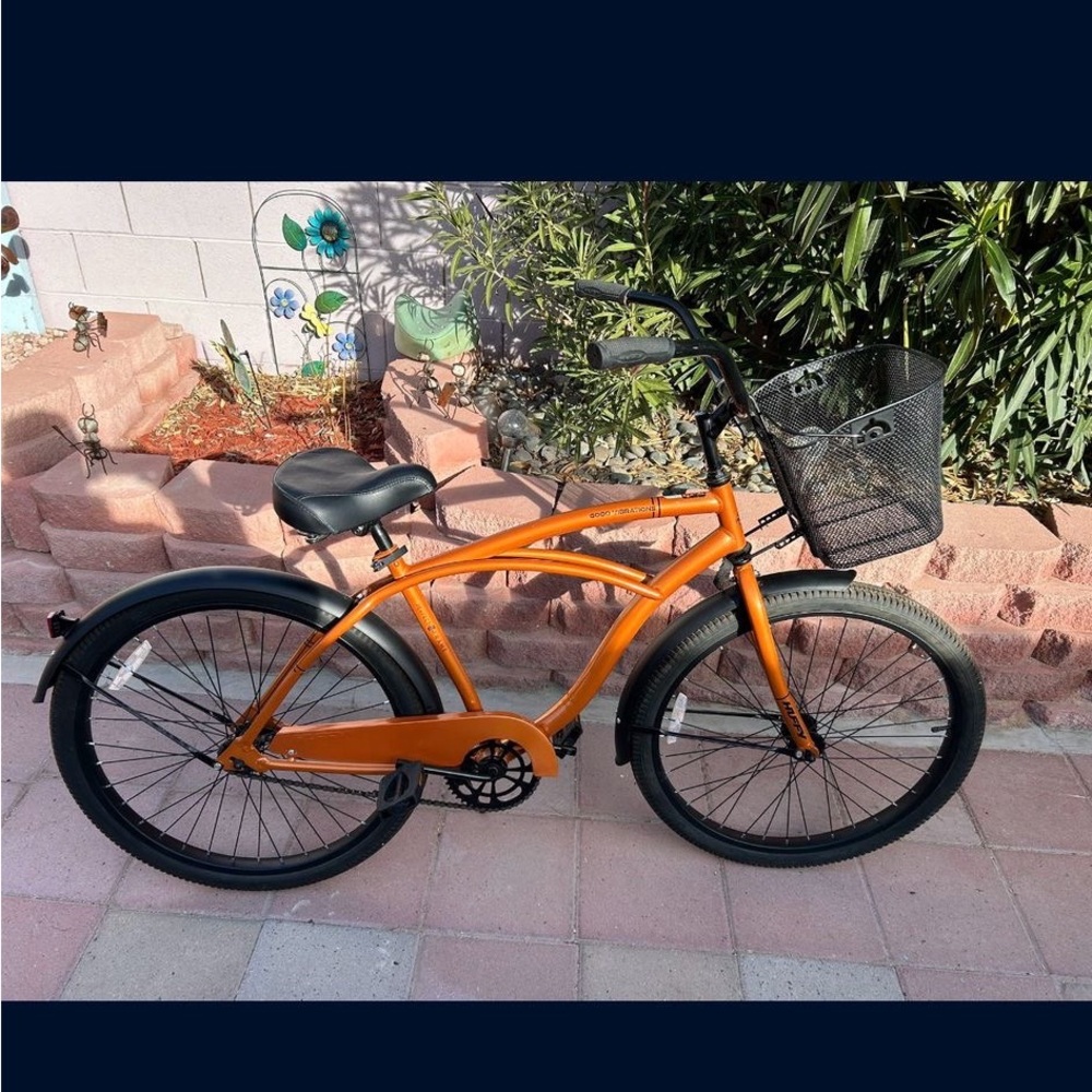 Stylish Orange Cruiser Bike with Basket
